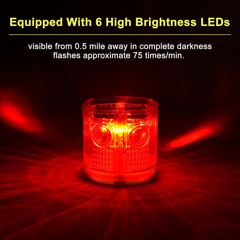 Aolyty Solar Strobe Warning Light IP54 Waterproof LED Flashing Safety Light Bright Warning Lamp Outdoor for Construction Traffic Dock Marine Beacon Road Signs (Red) - Image 1